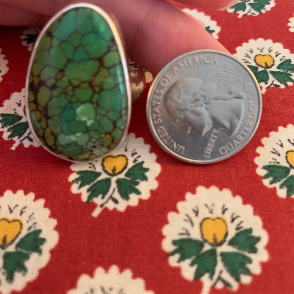 Sterling Silver Bold Green Turquoise Ring